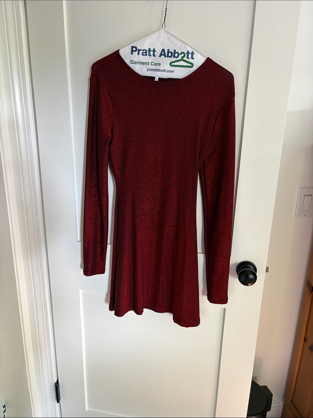 Reformation Burgundy Sparkle Long-Sleeve Mini Dress